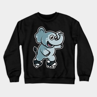 Elephant Retro Roller Skate graphic Crewneck Sweatshirt